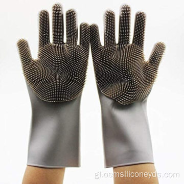 Guantes de lavado de lavar as guantes de limpeza de silicona